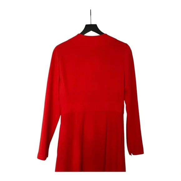 NWT DVF L/S A-line dress. BRIRE wrap style bright red - Picture 9 of 16